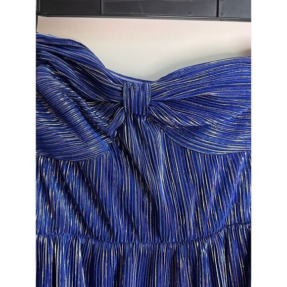 NWOT Lovers and Friends Mya Midi Tiered Blue Metallic Dress Women's Size M - Picture 4 of 10